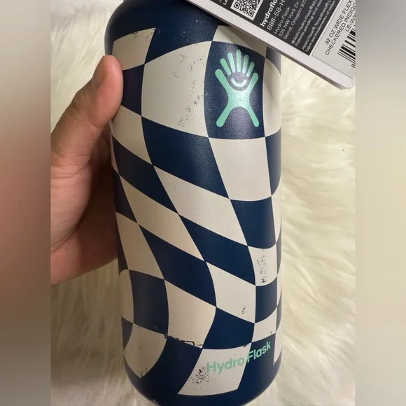Limited Edition Hydro Flask bottle with Flex Straw Cap in a checkered pattern. - Picture 7 of 8